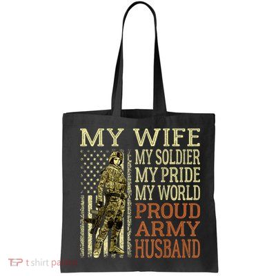 My Wife My Soldier Hero Funny Gift Proud Army Husband Military Spouse Bag