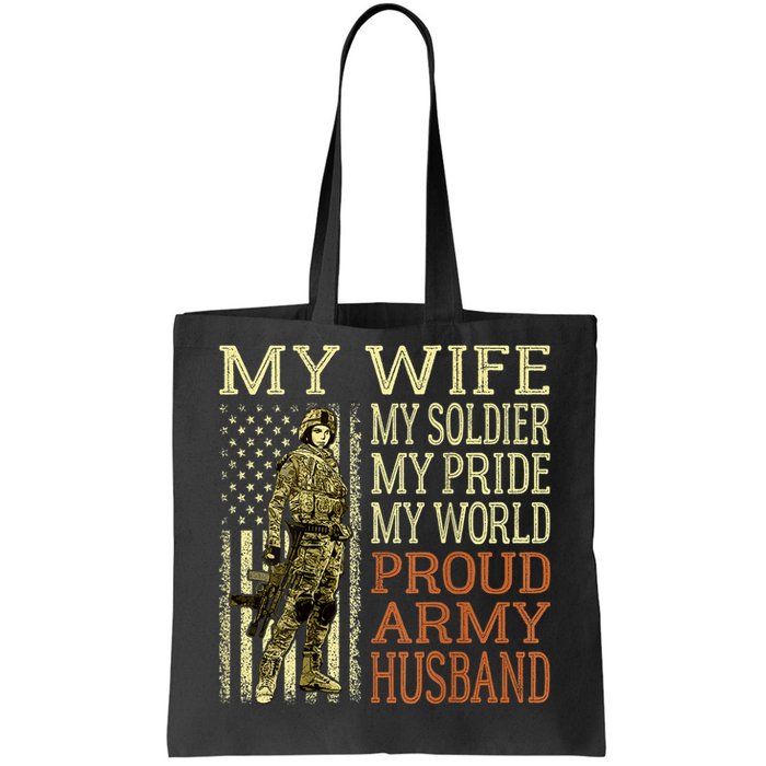 My Wife My Soldier Hero Funny Gift Proud Army Husband Military Spouse Tote Bag