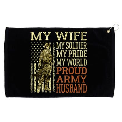 My Wife My Soldier Hero Funny Gift Proud Army Husband Military Spouse Grommeted Golf Towel