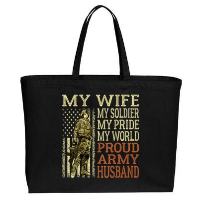 My Wife My Soldier Hero Funny Gift Proud Army Husband Military Spouse Cotton Canvas Jumbo Tote