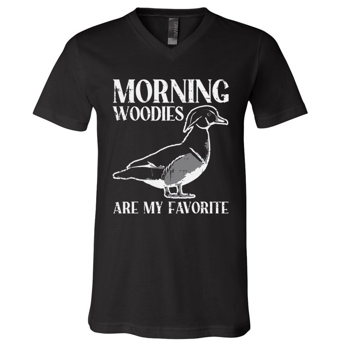 Morning Woody My Favorite Duck Hunting Funny Hunter V-Neck T-Shirt