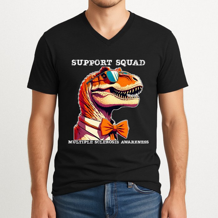 Ms Warrior Ms Support Squad Multiple Sclerosis Awareness V-Neck T-Shirt