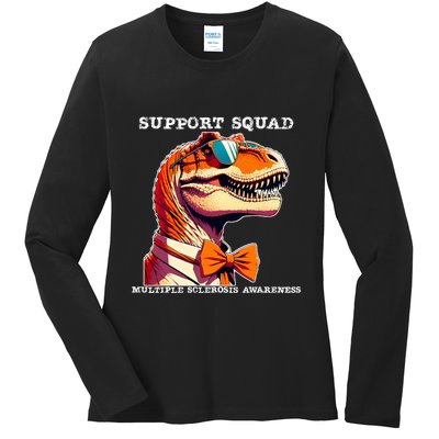 Ms Warrior Ms Support Squad Multiple Sclerosis Awareness Ladies Long Sleeve Shirt