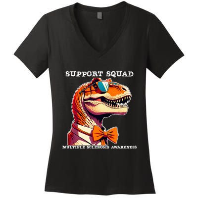 Ms Warrior Ms Support Squad Multiple Sclerosis Awareness Women's V-Neck T-Shirt