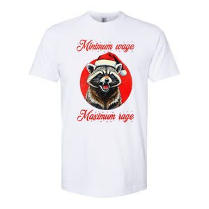 Minimum Wage Maximum Rage Raccoon Angry Christmas Softstyle CVC T-Shirt