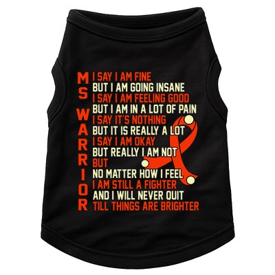 Ms Warrior Multiple Sclerosis Awareness Graphic Doggie Tank