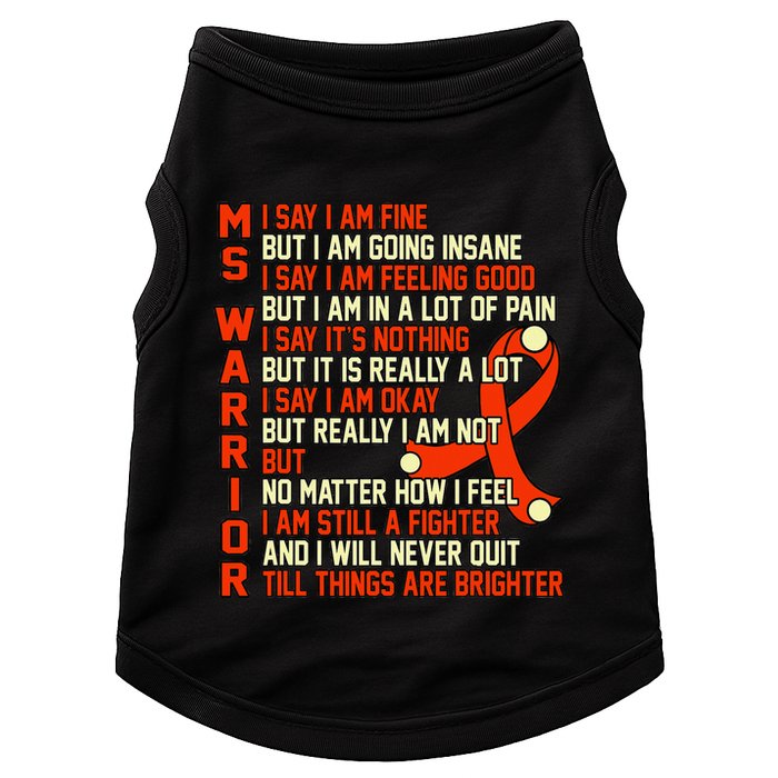 Ms Warrior Multiple Sclerosis Awareness Graphic Doggie Tank