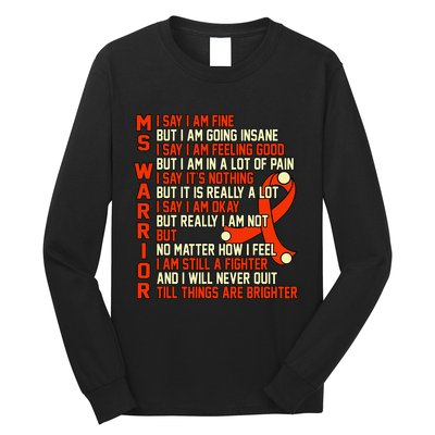 Ms Warrior Multiple Sclerosis Awareness Graphic Long Sleeve Shirt