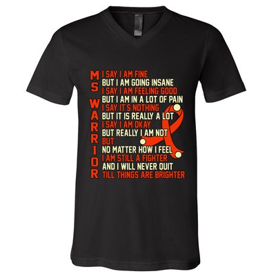Ms Warrior Multiple Sclerosis Awareness Graphic V-Neck T-Shirt
