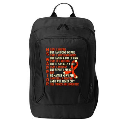 Ms Warrior Multiple Sclerosis Awareness Graphic City Backpack