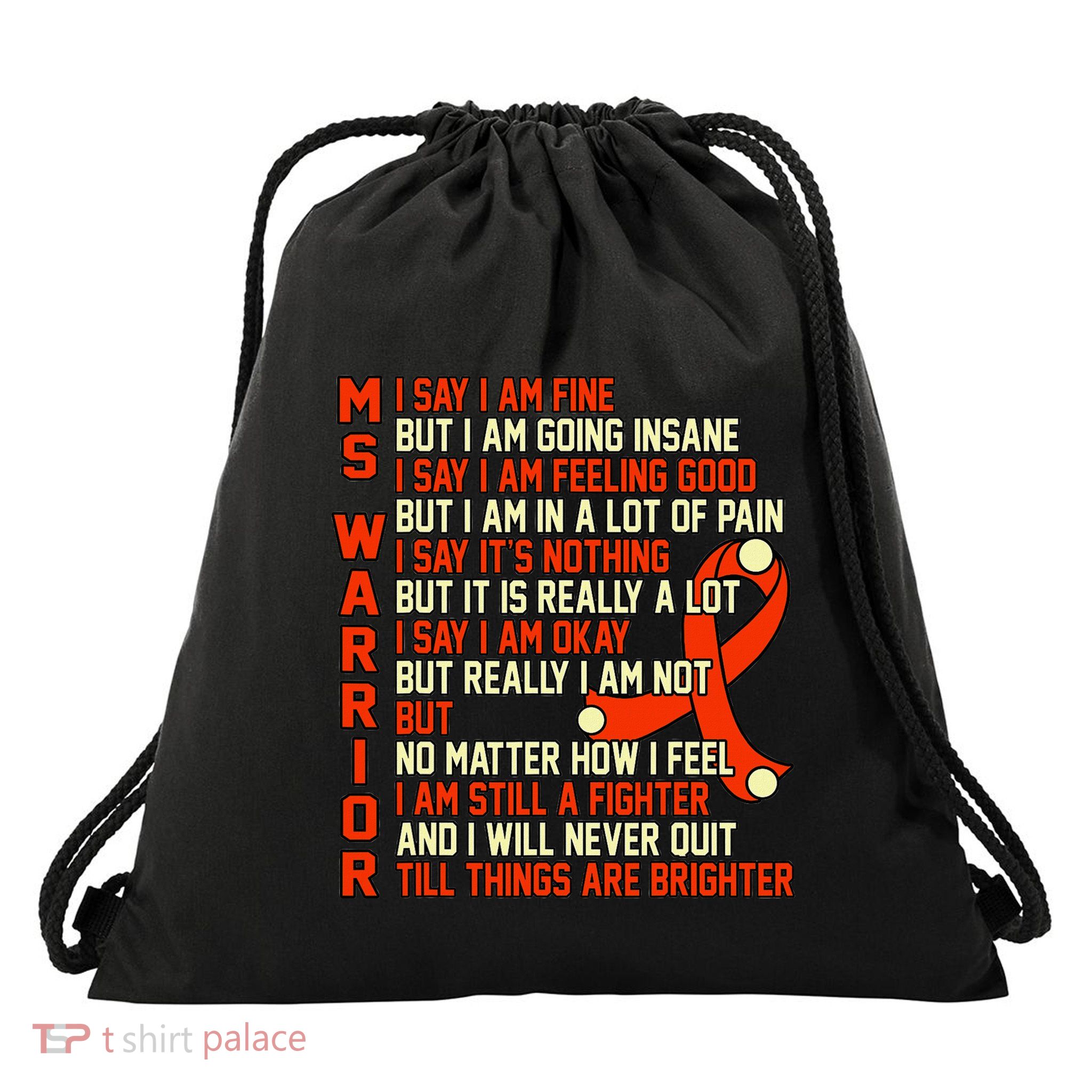 Ms Warrior Multiple Sclerosis Awareness Graphic Drawstring Bag