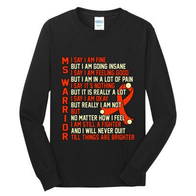 Ms Warrior Multiple Sclerosis Awareness Graphic Tall Long Sleeve T-Shirt
