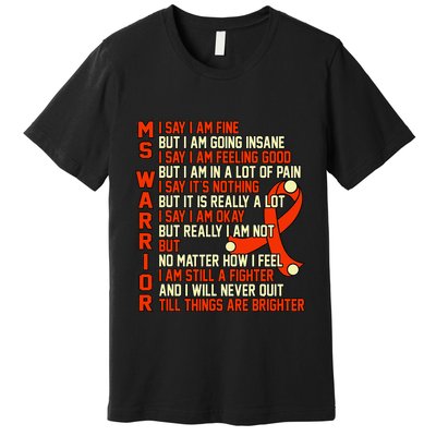 Ms Warrior Multiple Sclerosis Awareness Graphic Premium T-Shirt