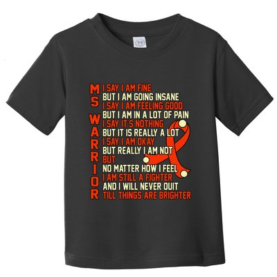 Ms Warrior Multiple Sclerosis Awareness Graphic Toddler T-Shirt