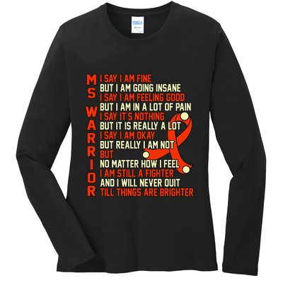 Ms Warrior Multiple Sclerosis Awareness Graphic Ladies Long Sleeve Shirt