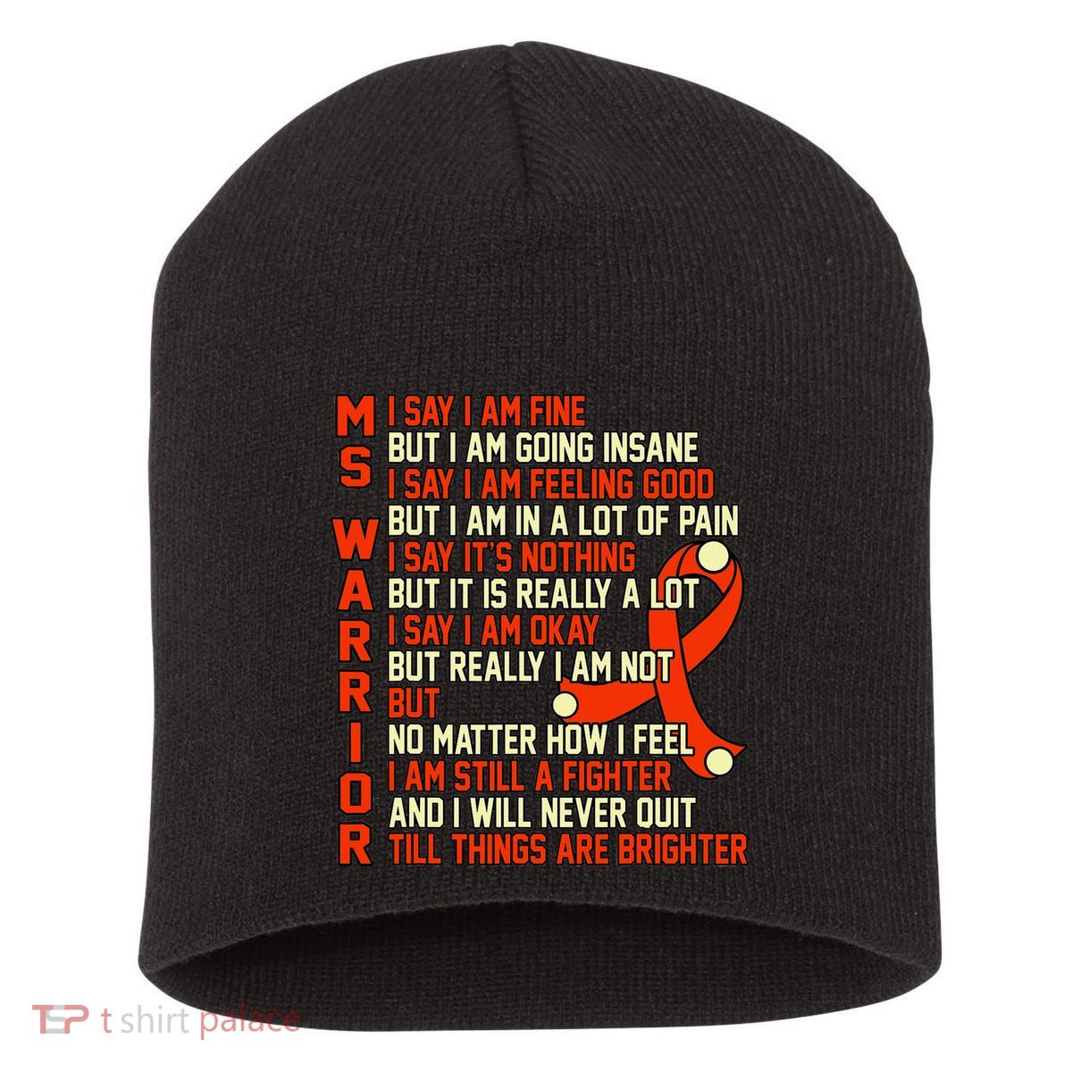 Ms Warrior Multiple Sclerosis Awareness Graphic Short Acrylic Beanie