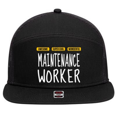 Maintenance Worker 7 Panel Mesh Trucker Snapback Hat