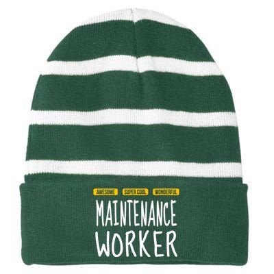 Maintenance Worker Striped Beanie with Solid Band