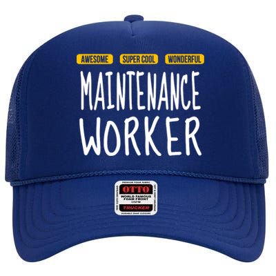 Maintenance Worker High Crown Mesh Back Trucker Hat