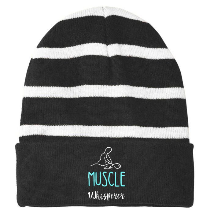 Muscle Whisperer Massage Therapist Spa Masseur Kneading Striped Beanie with Solid Band