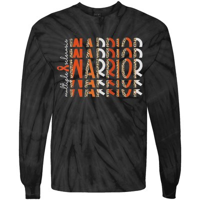 Ms Warrior Multiple Sclerosis Awareness Orange Ribbon Tie-Dye Long Sleeve Shirt