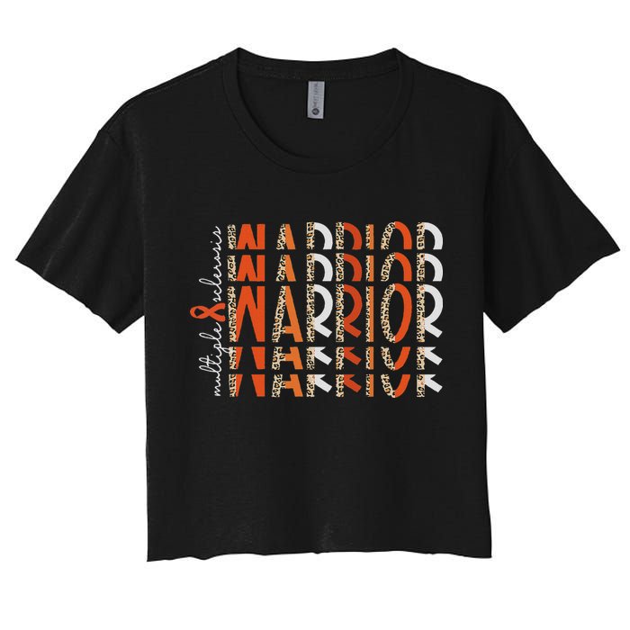 Ms Warrior Multiple Sclerosis Awareness Orange Ribbon Women's Crop Top Tee