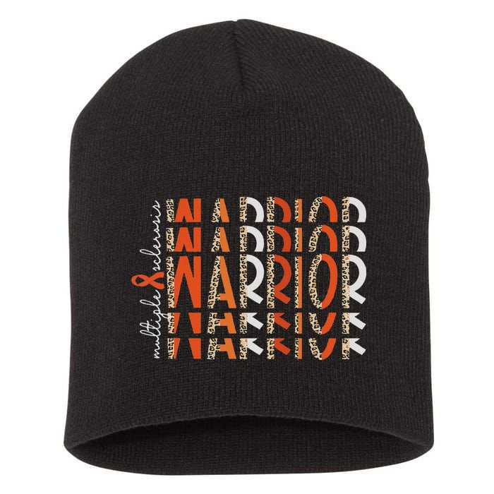 Ms Warrior Multiple Sclerosis Awareness Orange Ribbon Short Acrylic Beanie