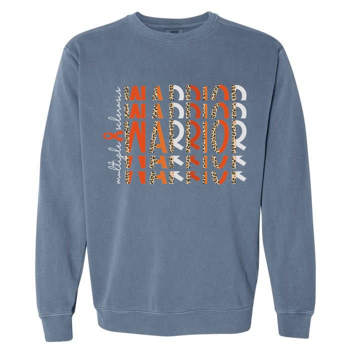Ms Warrior Multiple Sclerosis Awareness Orange Ribbon Garment-Dyed Sweatshirt