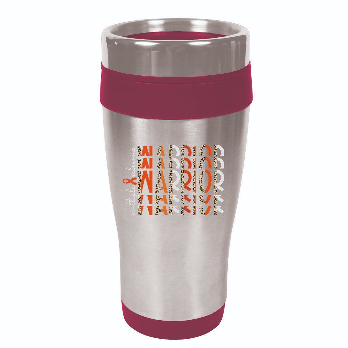 Ms Warrior Multiple Sclerosis Awareness Orange Ribbon 16oz Travel Tumbler