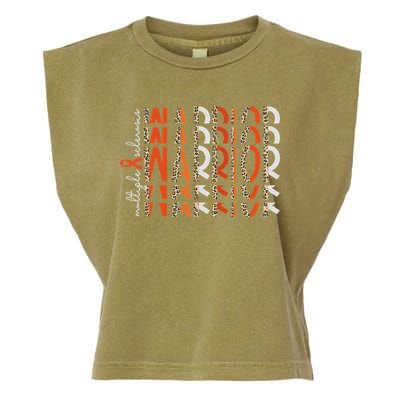 Ms Warrior Multiple Sclerosis Awareness Orange Ribbon Garment-Dyed Women's Muscle Tee