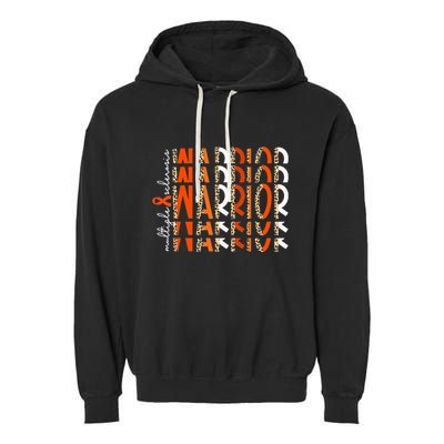 Ms Warrior Multiple Sclerosis Awareness Orange Ribbon Garment-Dyed Fleece Hoodie