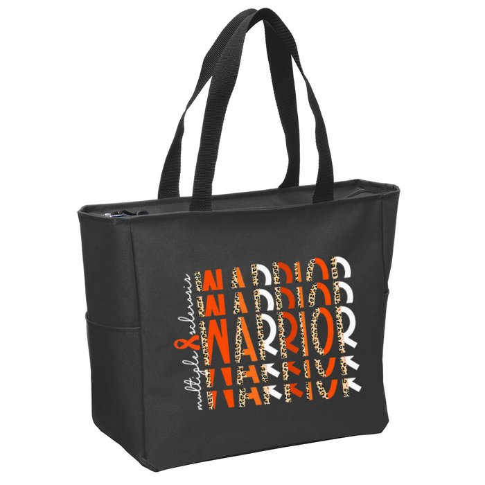Ms Warrior Multiple Sclerosis Awareness Orange Ribbon Zip Tote Bag