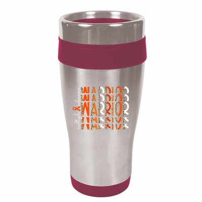 Ms Warrior Multiple Sclerosis Awareness Orange Ribbon 16oz Travel Tumbler