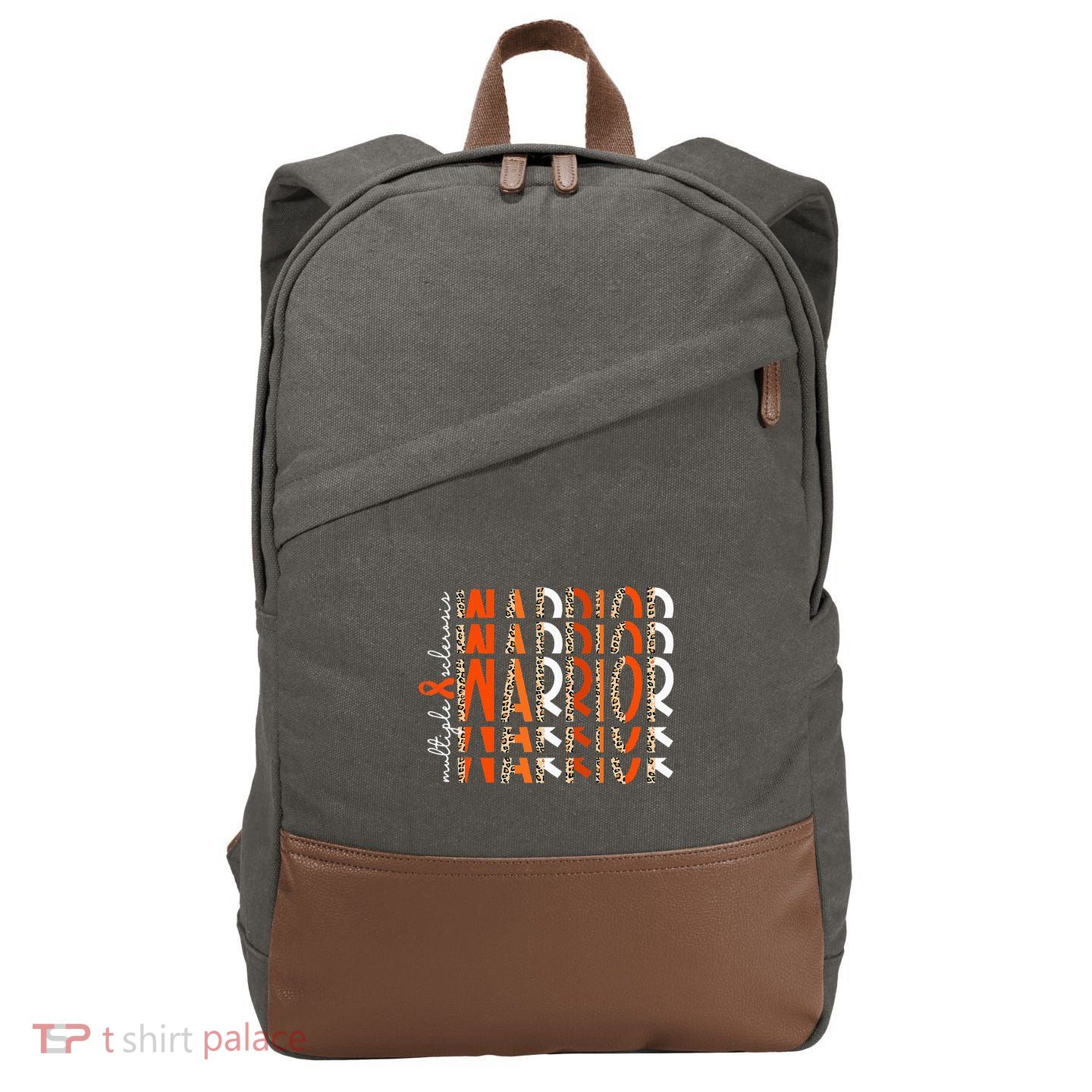 Ms Warrior Multiple Sclerosis Awareness Orange Ribbon Cotton Canvas Backpack