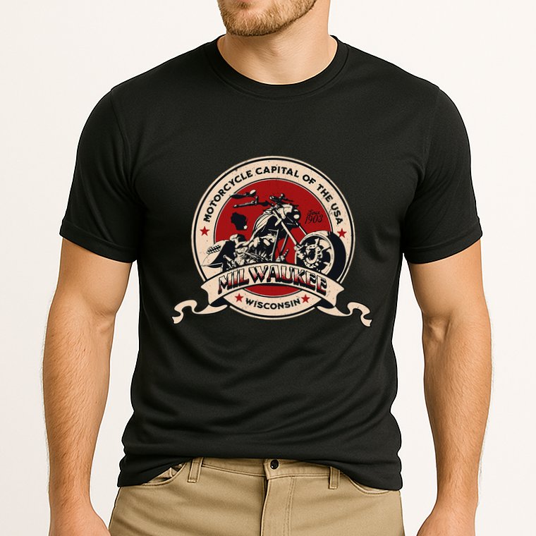 Milwaukee Wisconsin Motorcycle Capital Of The Usa Logo Cooling Performance Crew T-Shirt