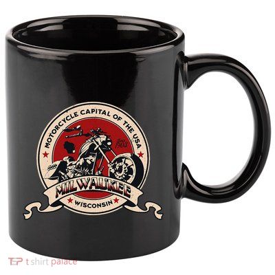 Milwaukee Wisconsin Motorcycle Capital Of The Usa Logo 11oz C Handle Ceramic Mug
