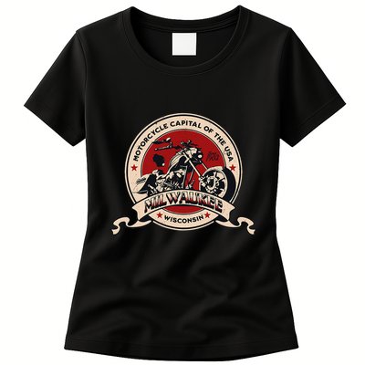 Milwaukee Wisconsin Motorcycle Capital Of The Usa Logo Womens T-Shirt