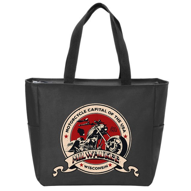 Milwaukee Wisconsin Motorcycle Capital Of The Usa Logo Zip Tote Bag