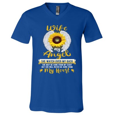 My Wife My Angel She Will Never Be Gone From My Heart Gift V-Neck T-Shirt