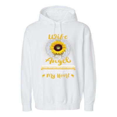 My Wife My Angel She Will Never Be Gone From My Heart Gift Garment-Dyed Fleece Hoodie