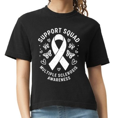 Ms Warrior Ms Support Squad For Multiple Sclerosis Awareness Comfort Colors Boxy T-Shirt