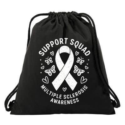 Ms Warrior Ms Support Squad For Multiple Sclerosis Awareness Drawstring Bag