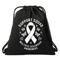 Ms Warrior Ms Support Squad For Multiple Sclerosis Awareness Drawstring Bag