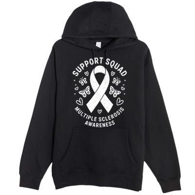 Ms Warrior Ms Support Squad For Multiple Sclerosis Awareness Premium Pullover Hoodie