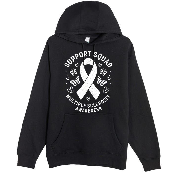 Ms Warrior Ms Support Squad For Multiple Sclerosis Awareness Premium Pullover Hoodie