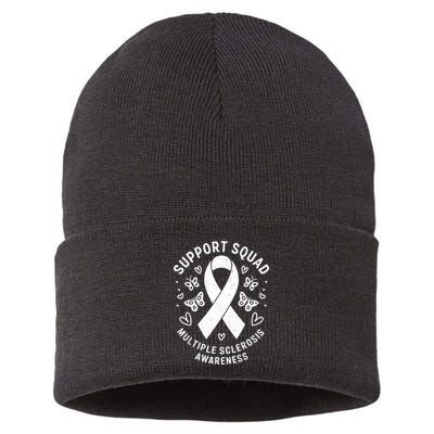 Ms Warrior Ms Support Squad For Multiple Sclerosis Awareness Sustainable Knit Beanie