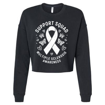 Ms Warrior Ms Support Squad For Multiple Sclerosis Awareness Cropped Pullover Crew