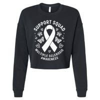 Ms Warrior Ms Support Squad For Multiple Sclerosis Awareness Cropped Pullover Crew