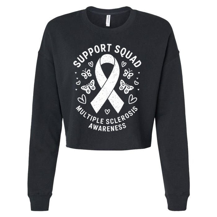 Ms Warrior Ms Support Squad For Multiple Sclerosis Awareness Cropped Pullover Crew