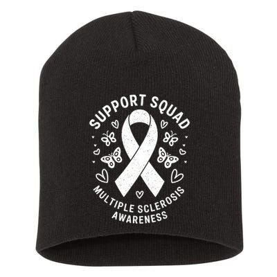 Ms Warrior Ms Support Squad For Multiple Sclerosis Awareness Short Acrylic Beanie